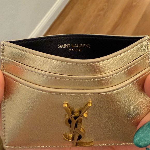 NWOT SAINT LAURENT GOLD LEATHER CARD CASE - Picture 5 of 6